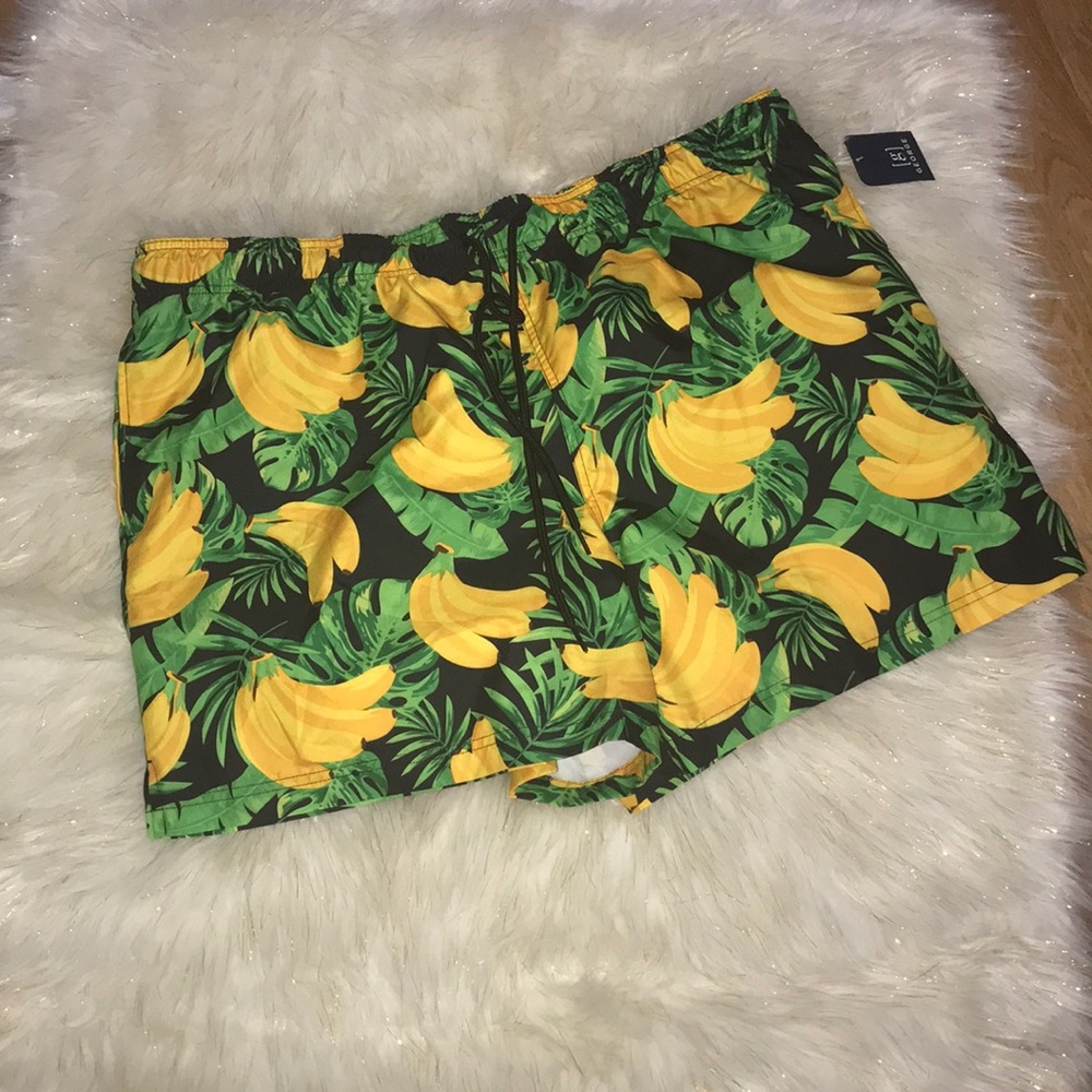 NWT menβs banana print swim shorts 2x yellow